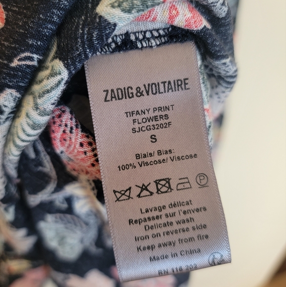 Zadig & Voltaire Tifany Top Flowers Print Blouse Size Small - Picture 6 of 9